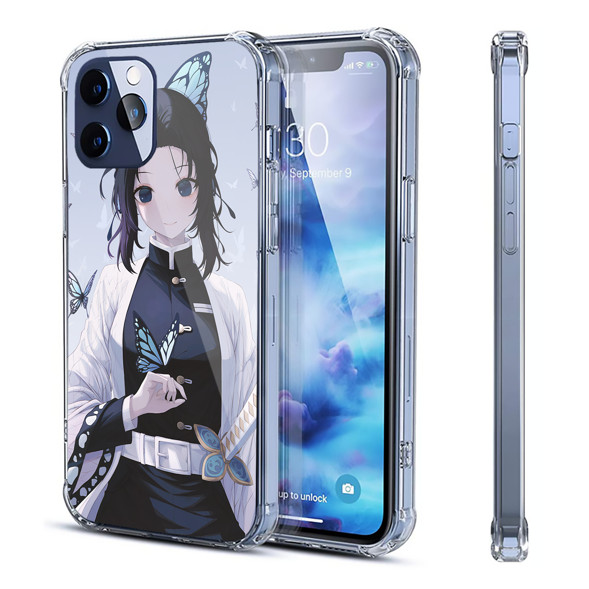 （画像用） 鬼滅の刃（きめつのやいば）蟲柱-胡蝶 しのぶ／こちょう しのぶ Kochou Shinobu 【iPhone 12シリーズ対応】透明スマホケース（クリアソフトケース）